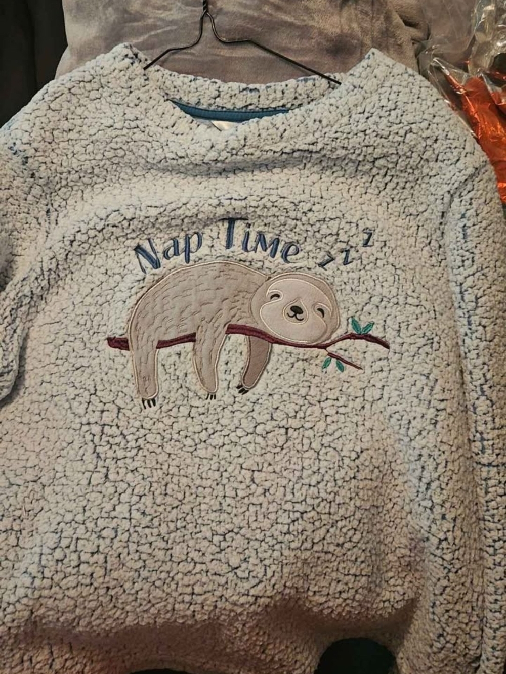 Secret Treasures Light Blue Plush 'Nap Time' Sloth Pajama Top